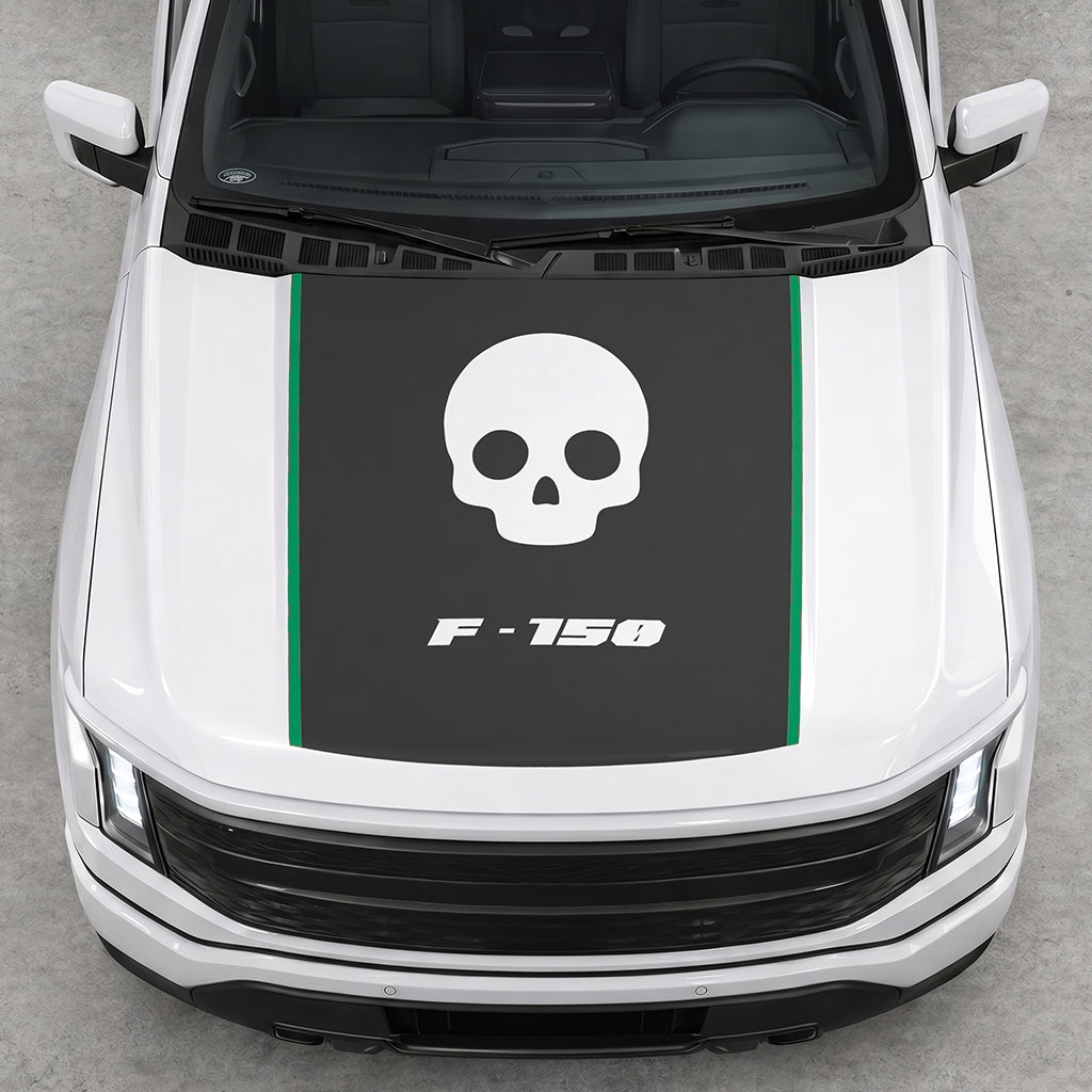 Hood Panel Decal/Sticker - Skull Graphic Decal Graphic Kit - For Ford F-150 2015-2020 - Premium Vinyl