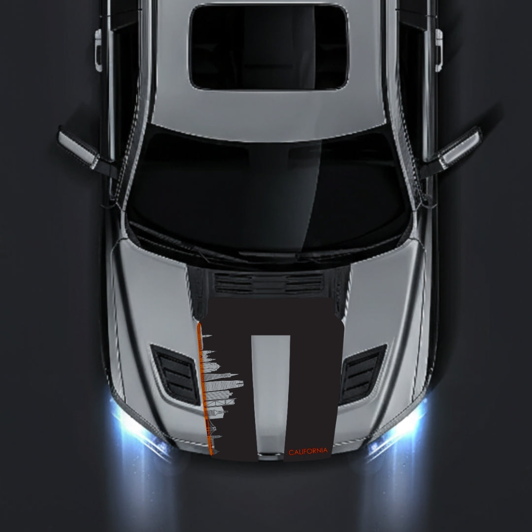 Performance Hood Panel Decal/Sticker - California Skyline - Cut - Border Graphic Kit - For Dodge RAM 1500 2019-2025 - Premium Vinyl