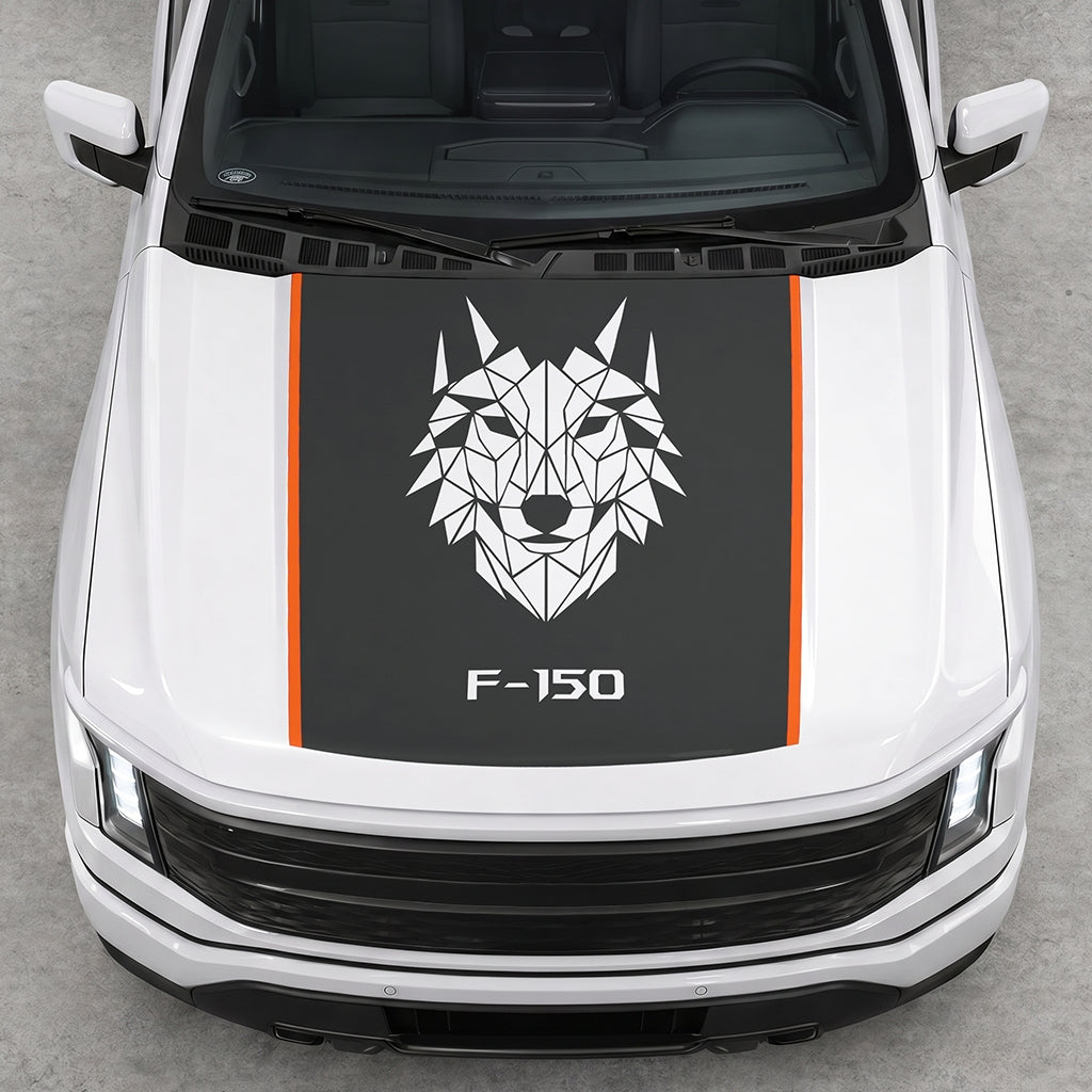 Hood Panel Decal/Sticker - Wolf Head Graphic Decal Graphic Kit - For Ford F-150 2015-2020 - Premium Vinyl