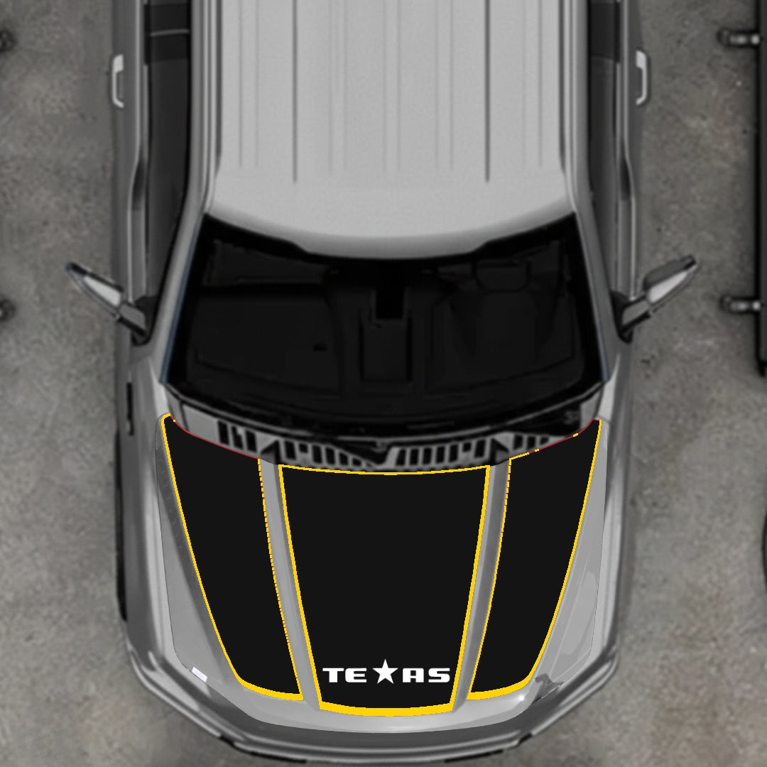 Hood Panel Decal/Sticker - Texas - Cut - Border Graphic Kit - For Ford F-150 2020-2026 - Premium Vinyl