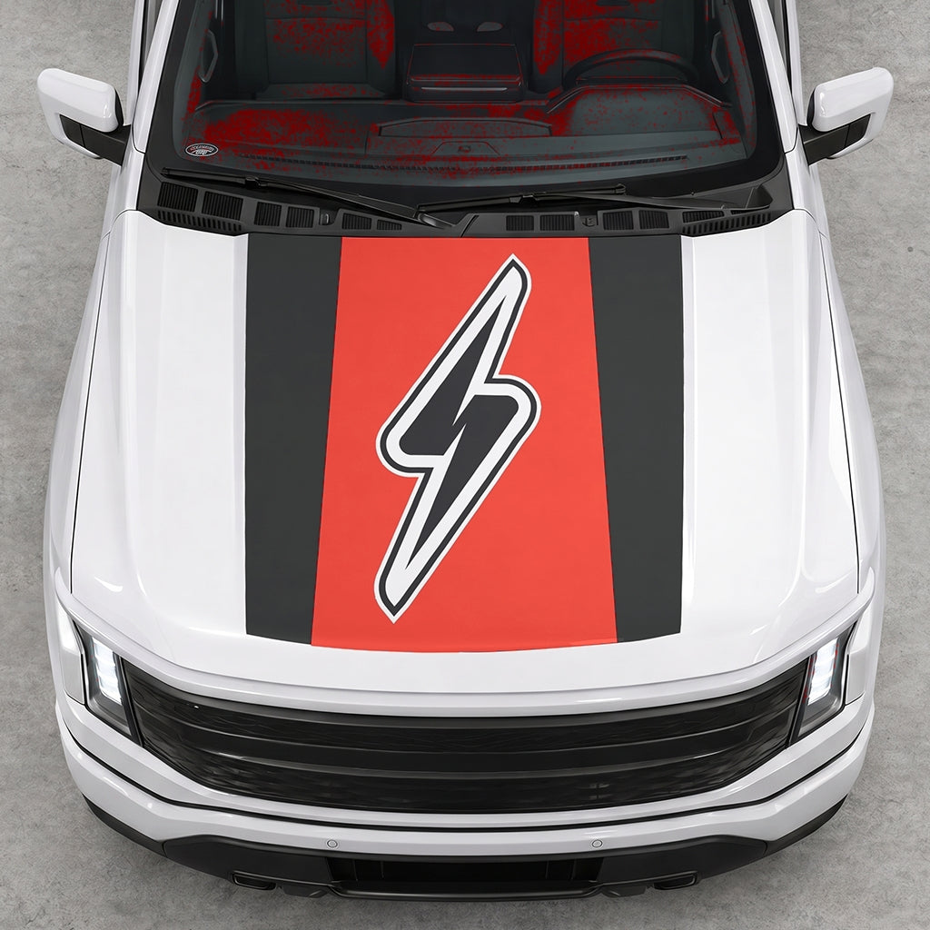 Hood Panel Decal/Sticker - Electric Solid Graphic Decal Graphic Kit - For FORD F-150 2015-2020 - Premium Vinyl