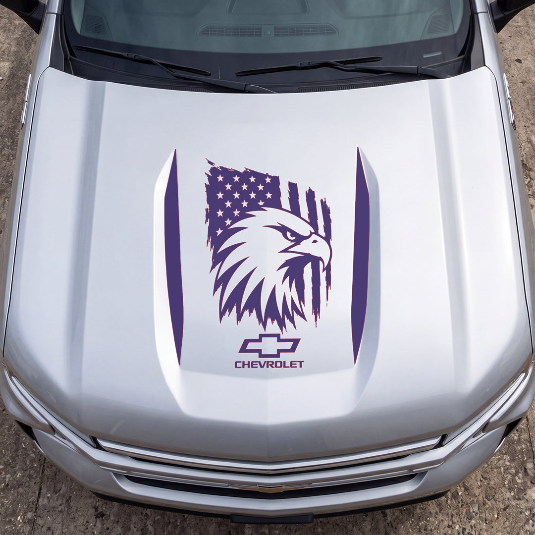 Hood Panel Decal/Sticker - American Eagle Head Graphic Decal Graphic Kit - For Chevrolet Silverado 2019-2024 - Premium Vinyl
