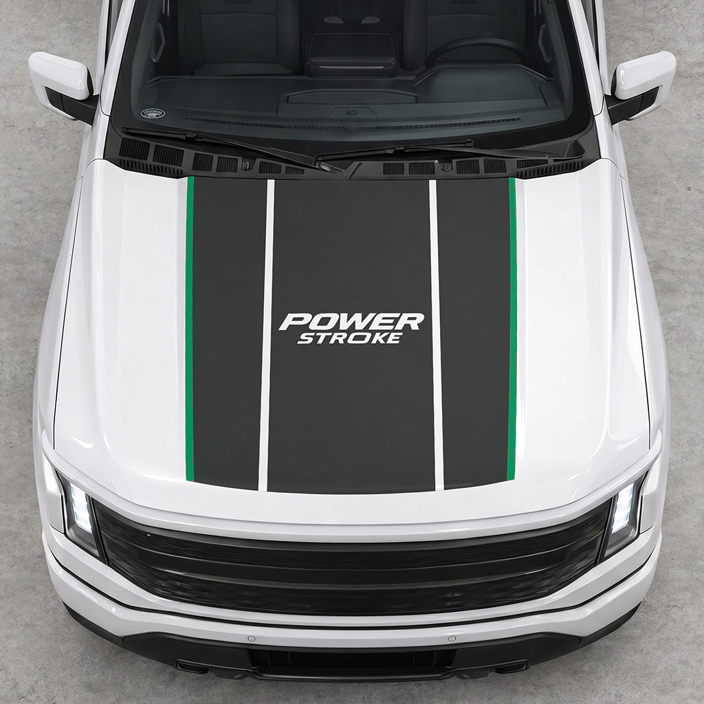 Hood Panel Decal/Sticker - Power Stroke Graphic Decal Graphic Kit - For Ford F-150 2015-2020 - Premium Vinyl