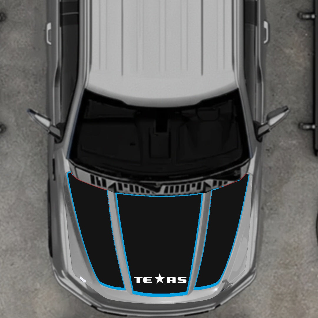 Hood Panel Decal/Sticker - Texas - Cut - Border Graphic Kit - For Ford F-150 2020-2026 - Premium Vinyl