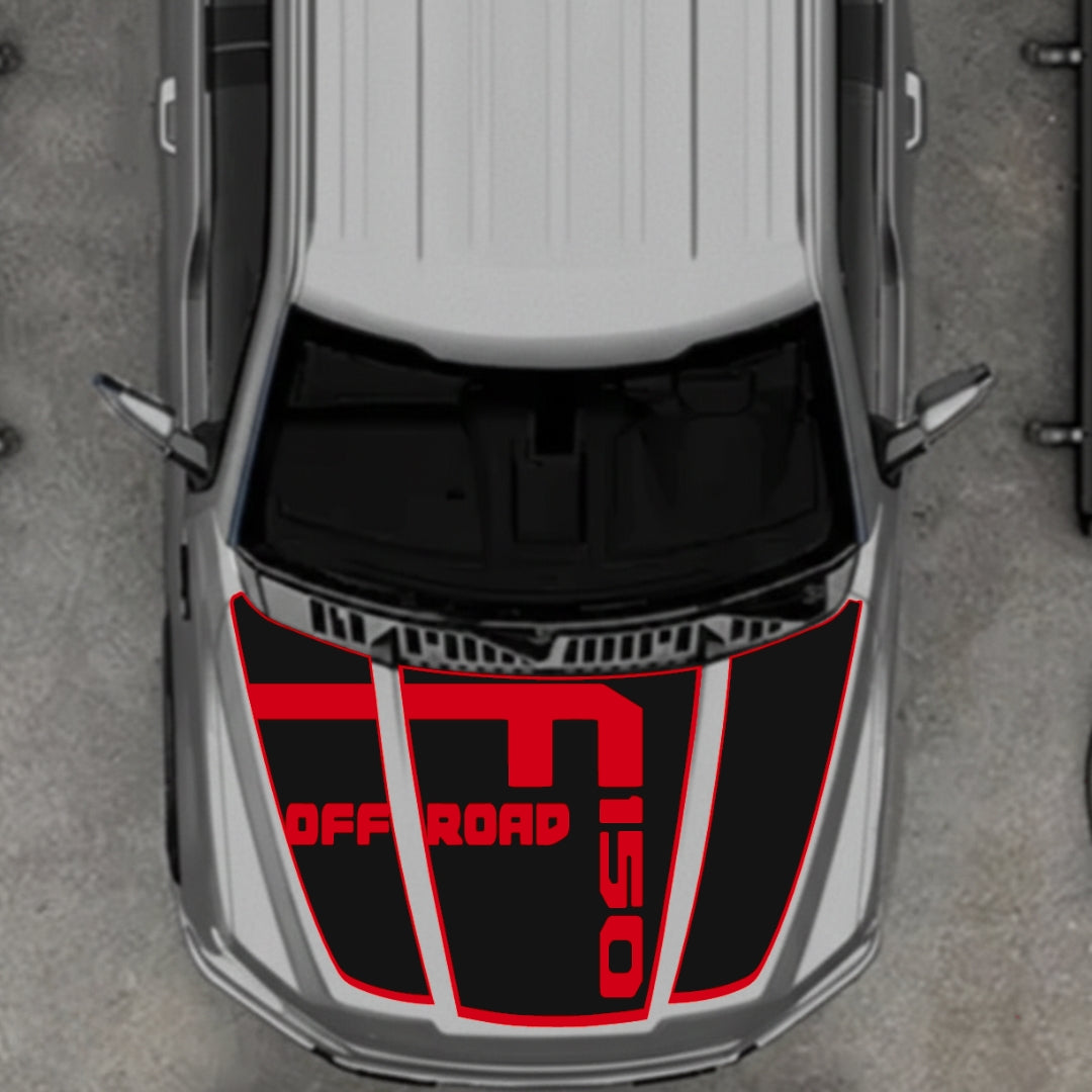 Hood Panel Decal/Sticker - Style 6 - Border Graphic Kit - For Ford F-150 2020-2026 - Premium Vinyl