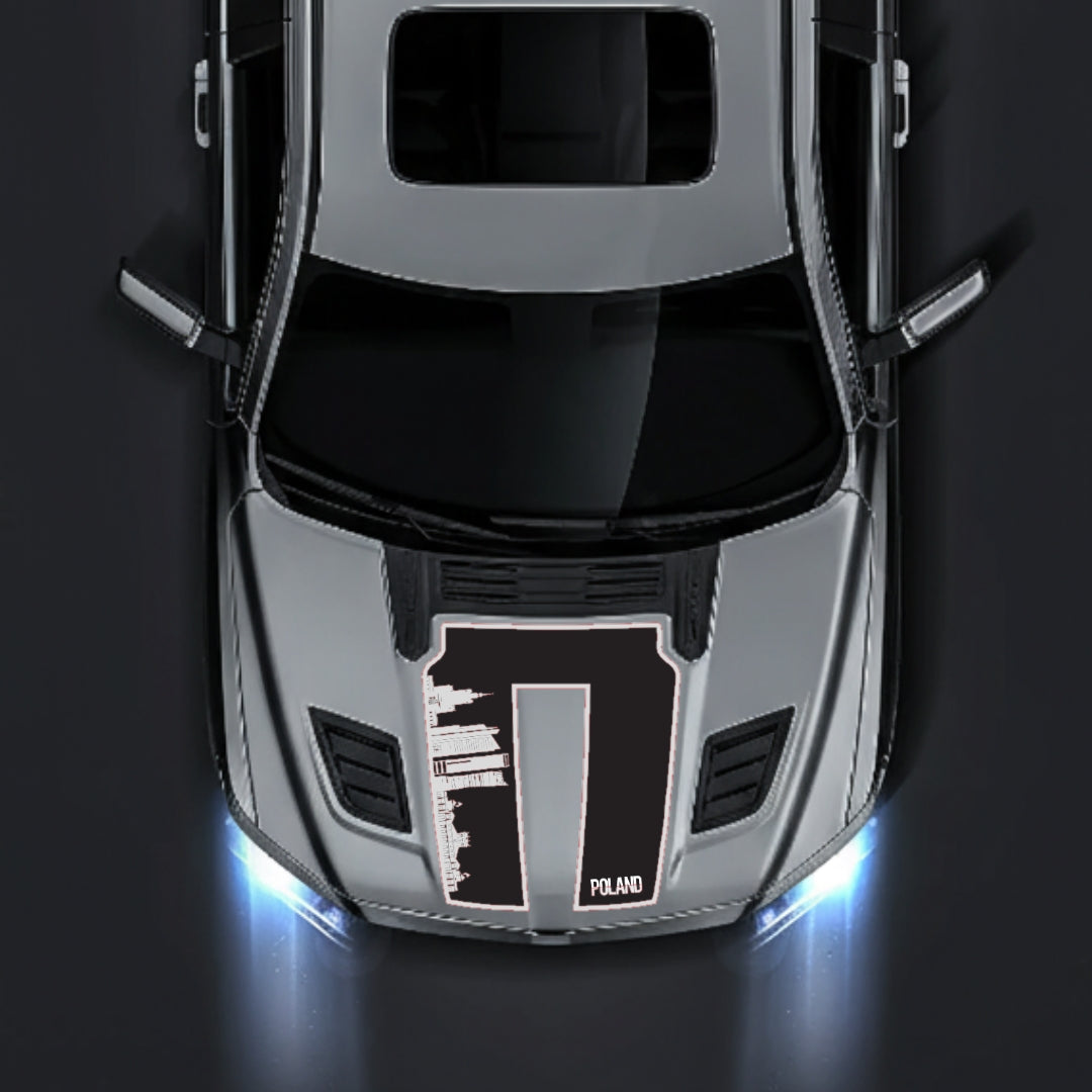 Hood Panel Decal/Sticker - Poland Skyline - Border Graphic Kit - For Dodge RAM 1500 2019-2025 - Premium Vinyl