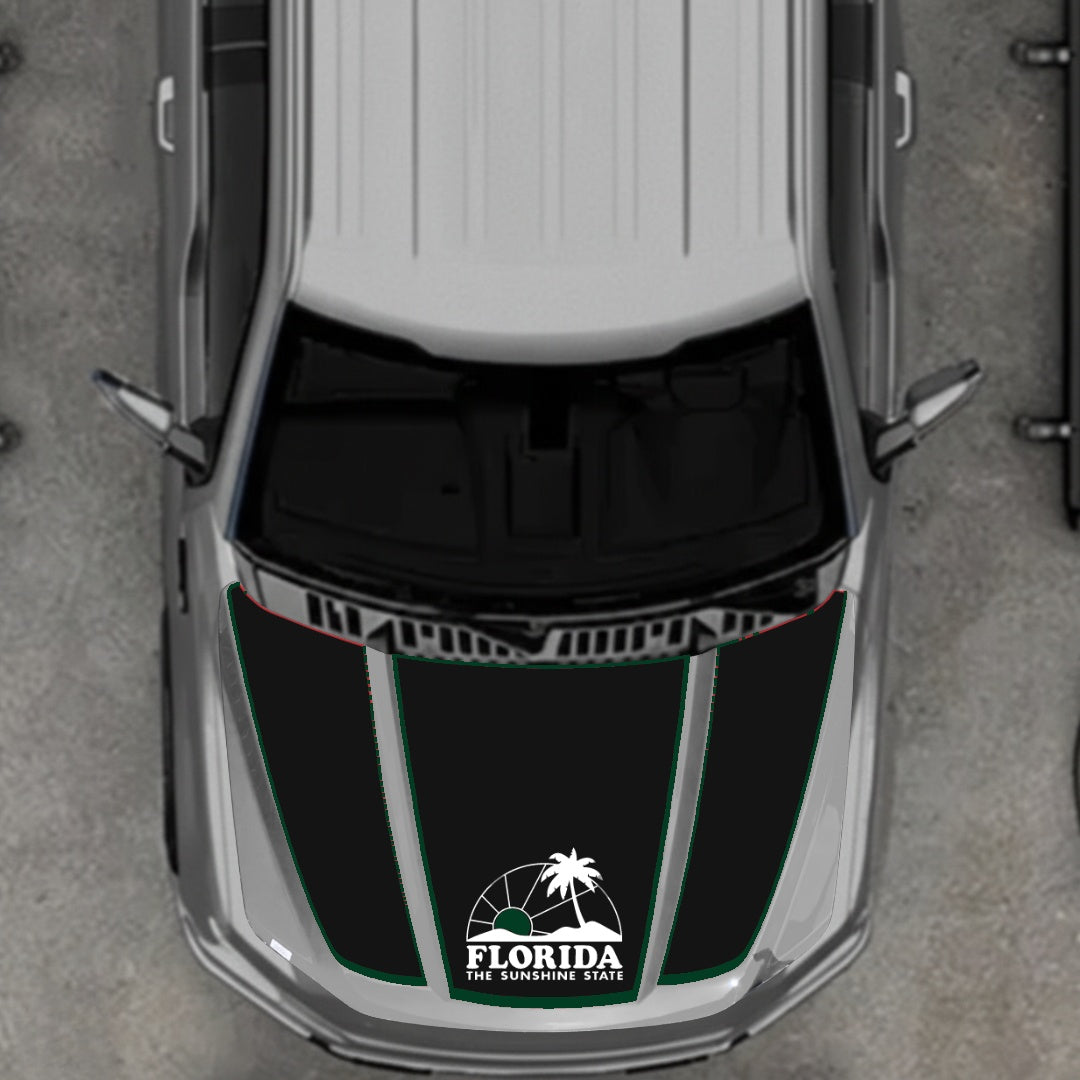 Hood Panel Decal/Sticker - Flordia - Cut - Border Graphic Kit - For Ford F-150 2020-2026 - Premium Vinyl