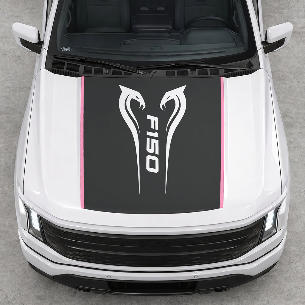 Hood Panel Decal/Sticker - Twin Cobra Graphic Decal Graphic Kit - For Ford F-150 2015-2020 - Premium Vinyl