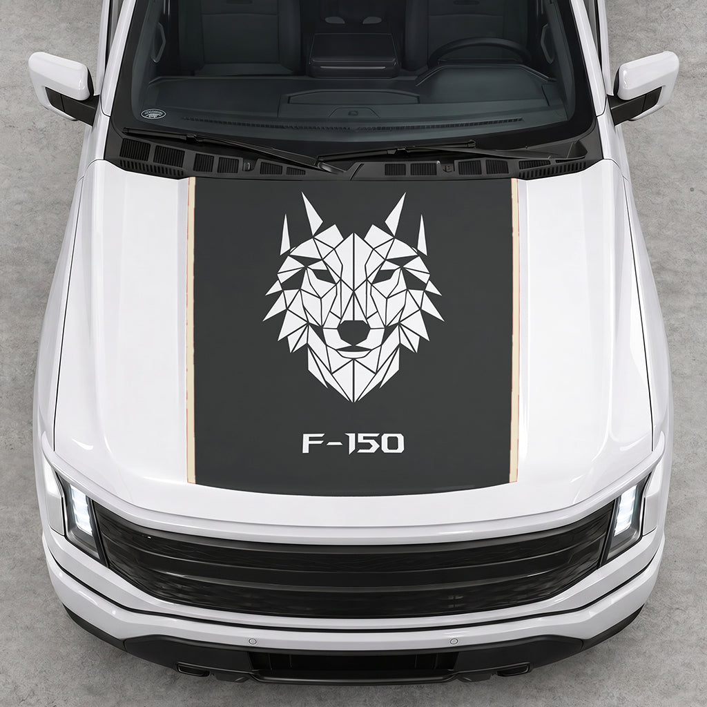 Hood Panel Decal/Sticker - Wolf Head Graphic Decal Graphic Kit - For Ford F-150 2015-2020 - Premium Vinyl