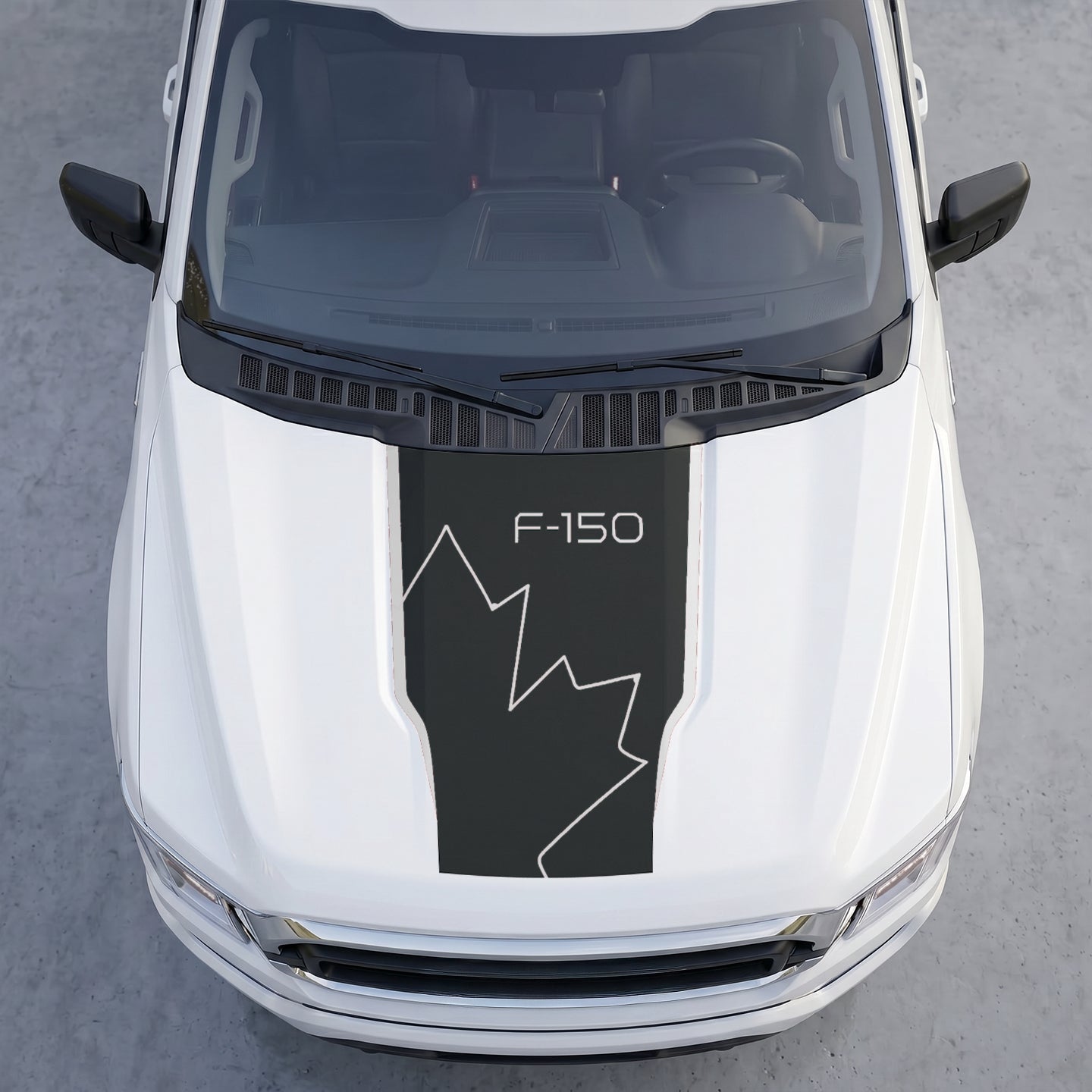 Hood Panel Decal/Sticker - Distressed Maple Leaf Hood Decal – Minimalist Line Canada Flag Graphic Graphic Kit - For Ford F-150 F150 2015-2020 - Premium Vinyl