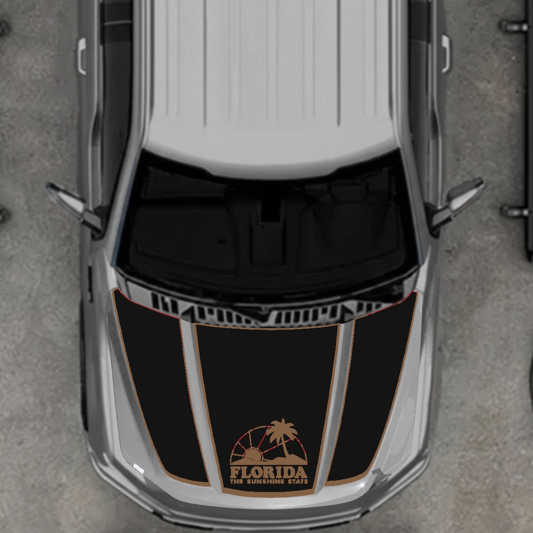Hood Panel Decal/Sticker - Flordia - Border Graphic Kit - For Ford F-150 2020-2026 - Premium Vinyl