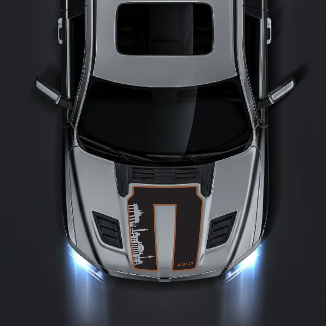 Performance Hood Panel Decal/Sticker - Berlin Skyline - Cut - Border Graphic Kit - For Dodge RAM 1500 2019-2025 - Premium Vinyl