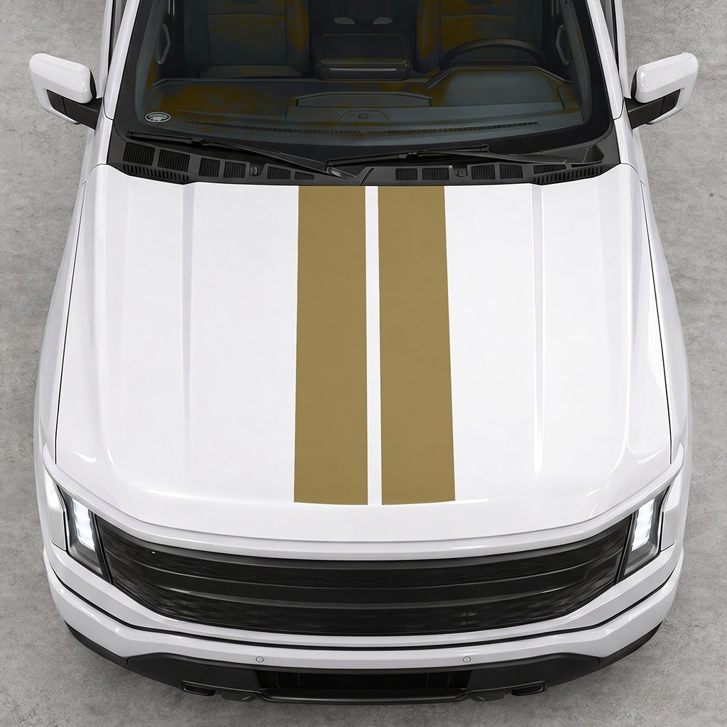 Hood Panel Decal/Sticker - Cut Double Stripes Graphic Decal Graphic Kit - For FORD F-150 2015-2020 - Premium Vinyl