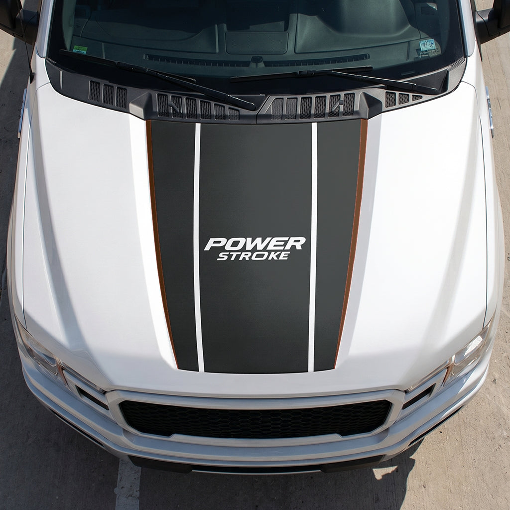 Hood Panel Decal/Sticker - Power Stroke Graphic Decal Graphic Kit - For Ford F-150 2015-2020 - Premium Vinyl