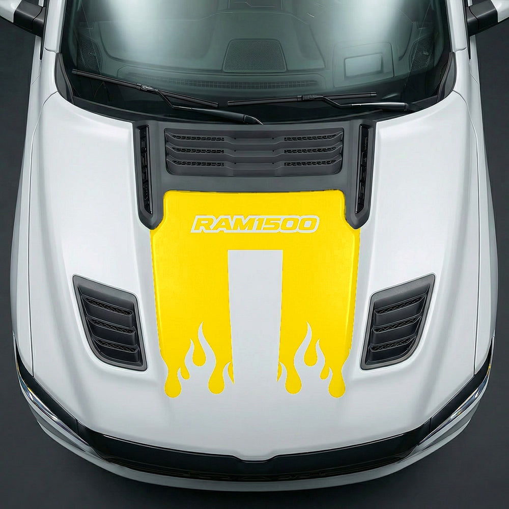 Hood Panel Decal/Sticker - RAM 1500 Flaming U-Shape Graphic Kit - For Dodge Ram 2019-2025 - Premium Vinyl