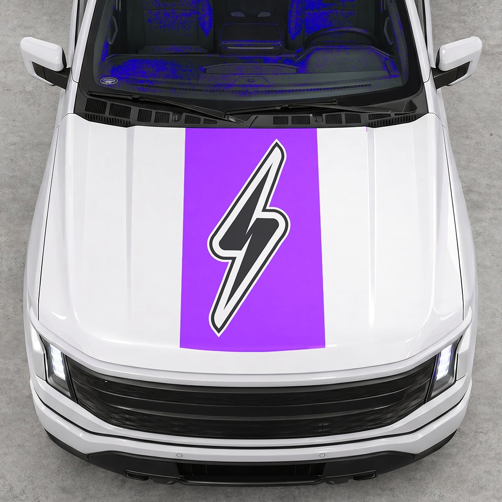 Hood Panel Decal/Sticker - Electric Solid Cut Graphic Decal Graphic Kit - For FORD F-150 2015-2020 - Premium Vinyl
