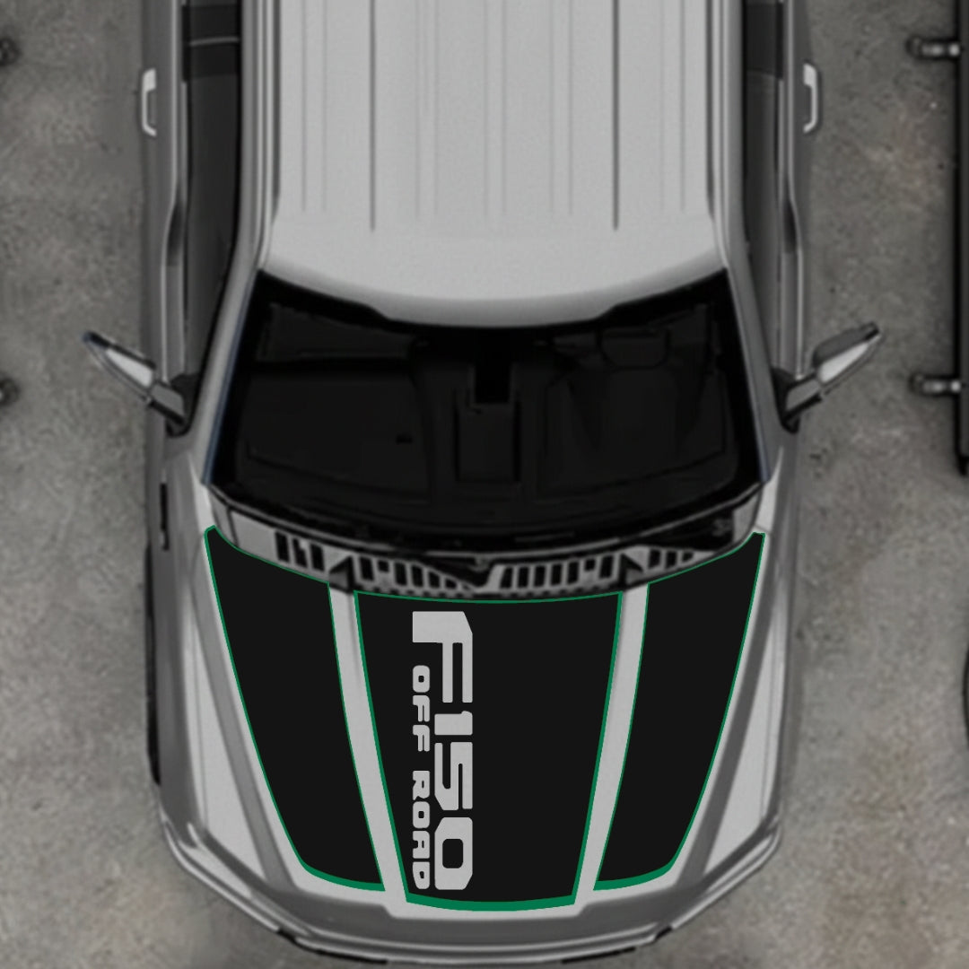 Hood Panel Decal/Sticker - Style 2 - Cut - Border Graphic Kit - For Ford F-150 2020-2026 - Premium Vinyl