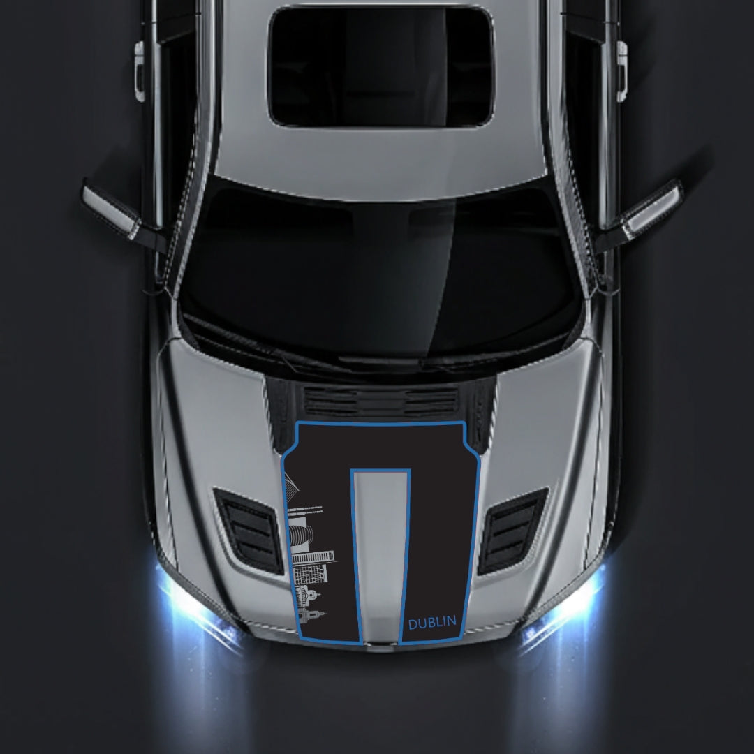 Hood Panel Decal/Sticker - Dublin Skyline - Cut - Border Graphic Kit - For Dodge RAM 1500 2019-2025 - Premium Vinyl