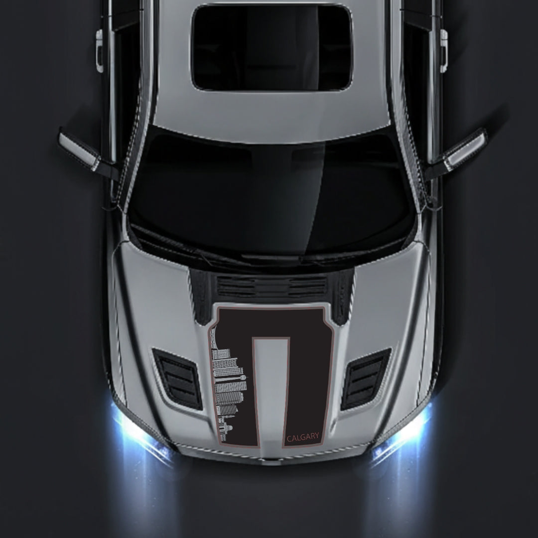 Hood Panel Decal/Sticker - Calgary Skyline - Cut - Border Graphic Kit - For Dodge RAM 1500 2019-2025 - Premium Vinyl