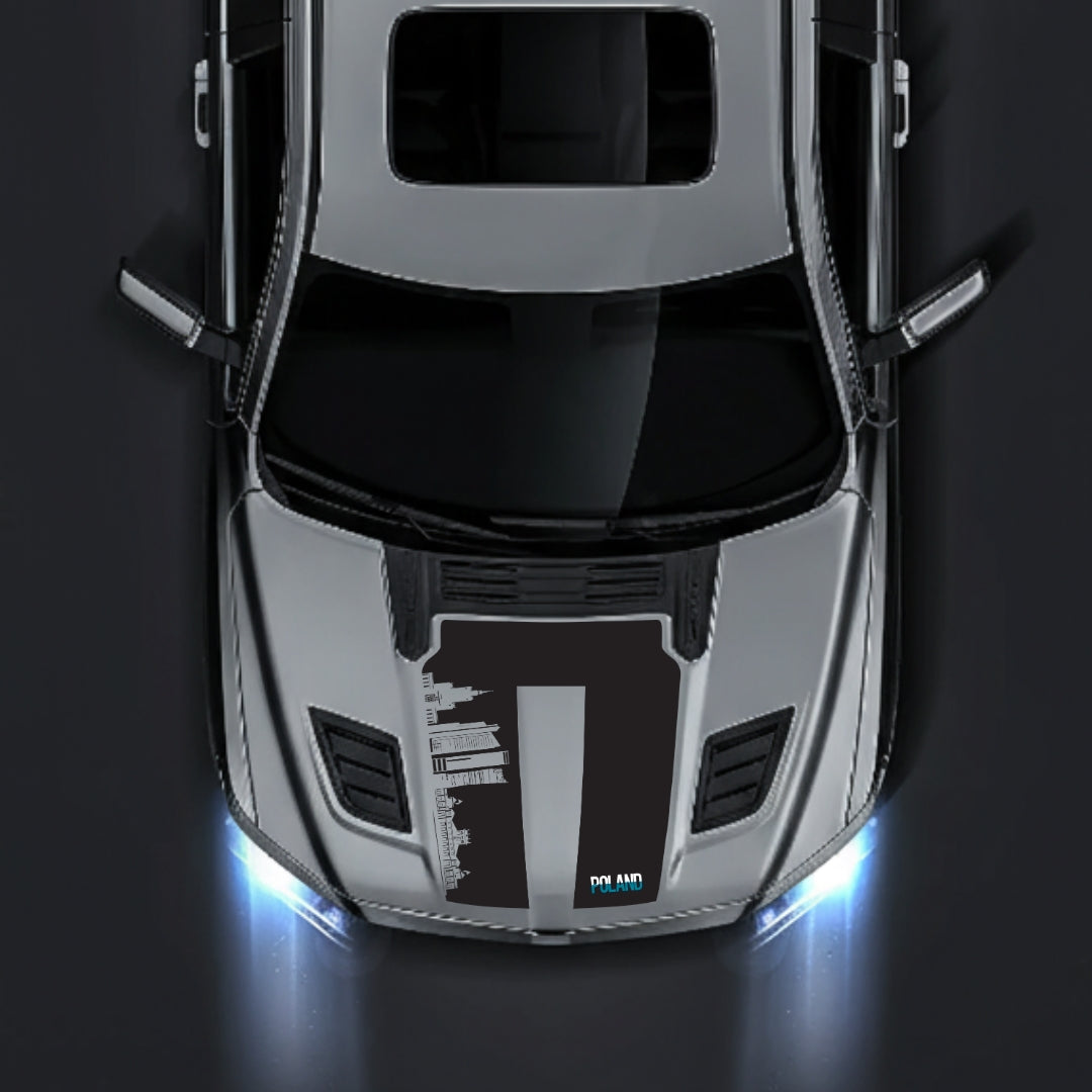 Performance Hood Panel Decal/Sticker - Poland Skyline - Cut Graphic Kit - For Dodge RAM 1500 2019-2025 - Premium Vinyl