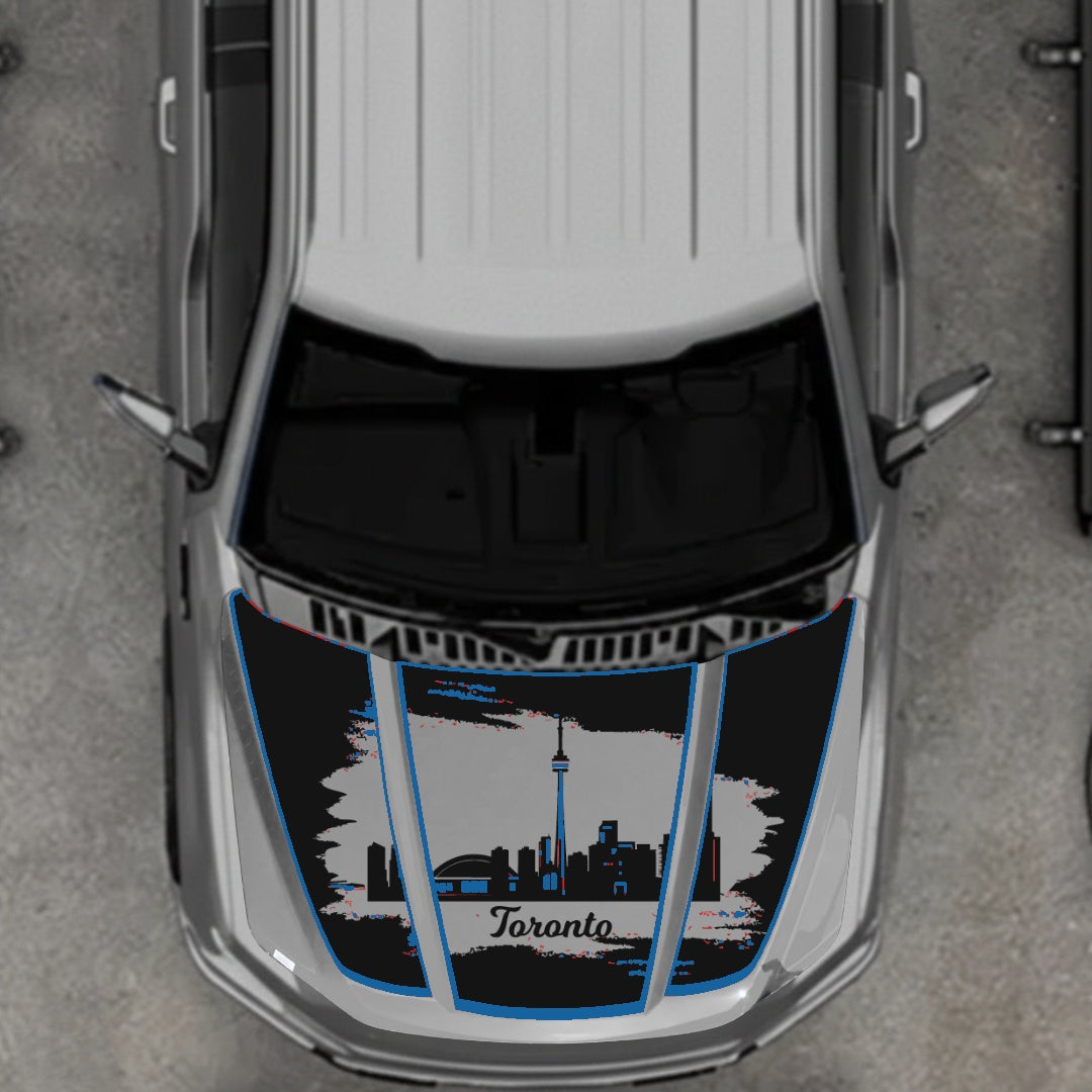 Hood Panel Decal/Sticker - Toronto - Cut - Border Graphic Kit - For Ford F-150 2020-2026 - Premium Vinyl