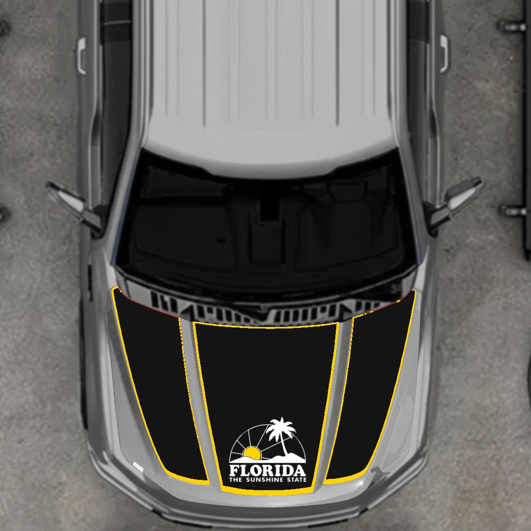Hood Panel Decal/Sticker - Flordia - Cut - Border Graphic Kit - For Ford F-150 2020-2026 - Premium Vinyl