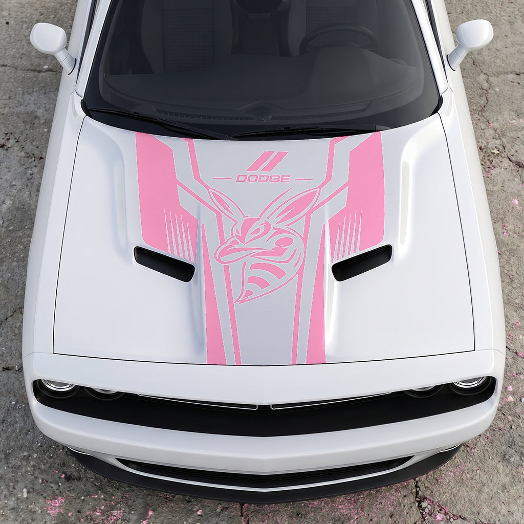 Hood Panel Decal/Sticker - Scat Pack Angry Bee Aerodynamic - Dual-Wing Performance Series Graphic Kit - For Dodge Challenger 2015-2024 - Premium Vinyl