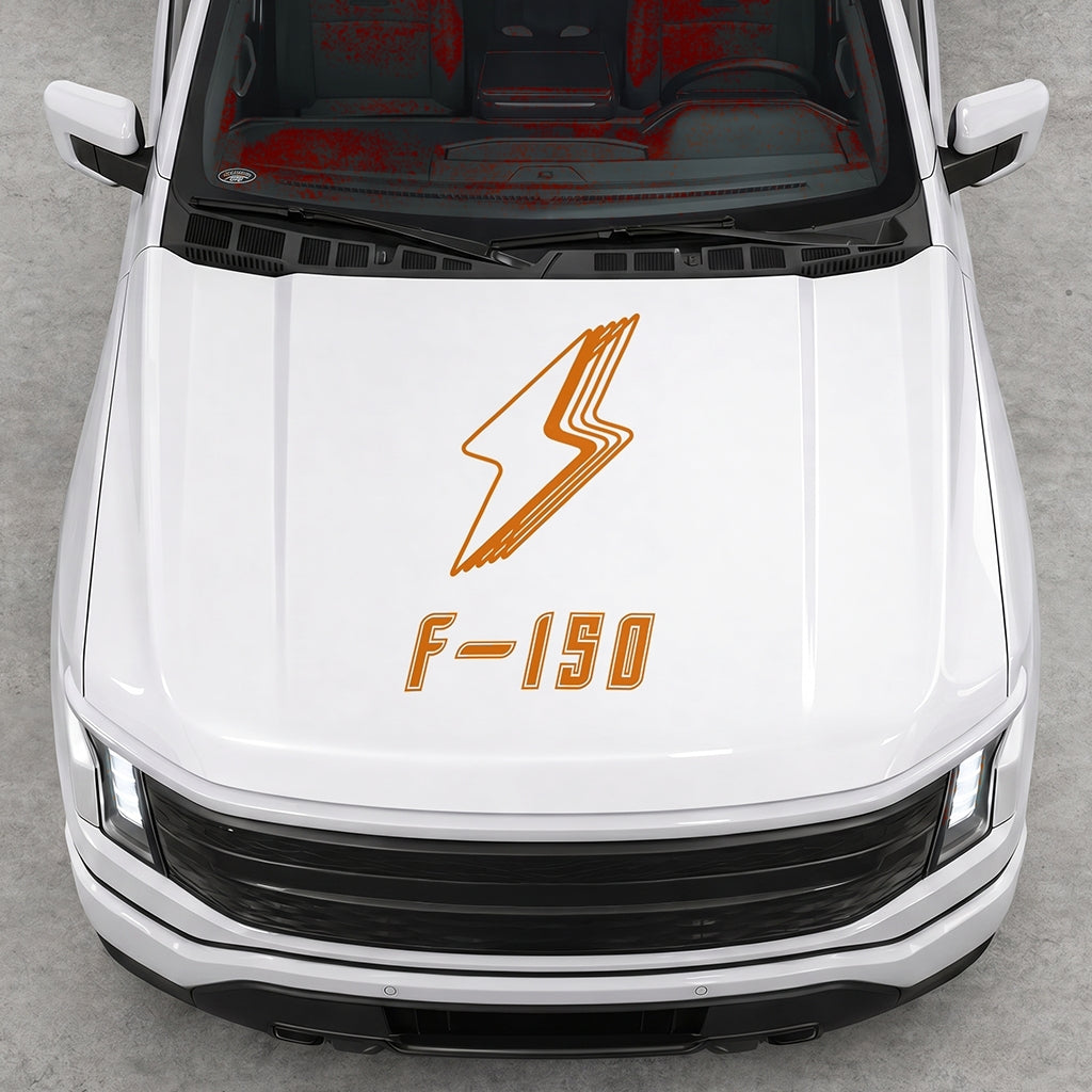Hood Panel Decal/Sticker - Cut Bordered Electric F150 Graphic Decal Graphic Kit - For FORD F-150 2015-2020 - Premium Vinyl