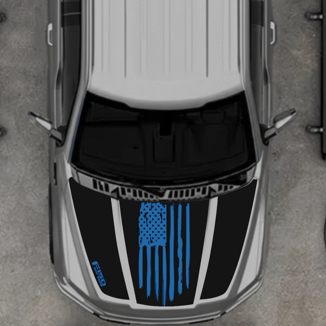 Hood Panel Decal/Sticker - USA Style 13 Graphic Kit - For Ford F-150 2020-2026 - Premium Vinyl