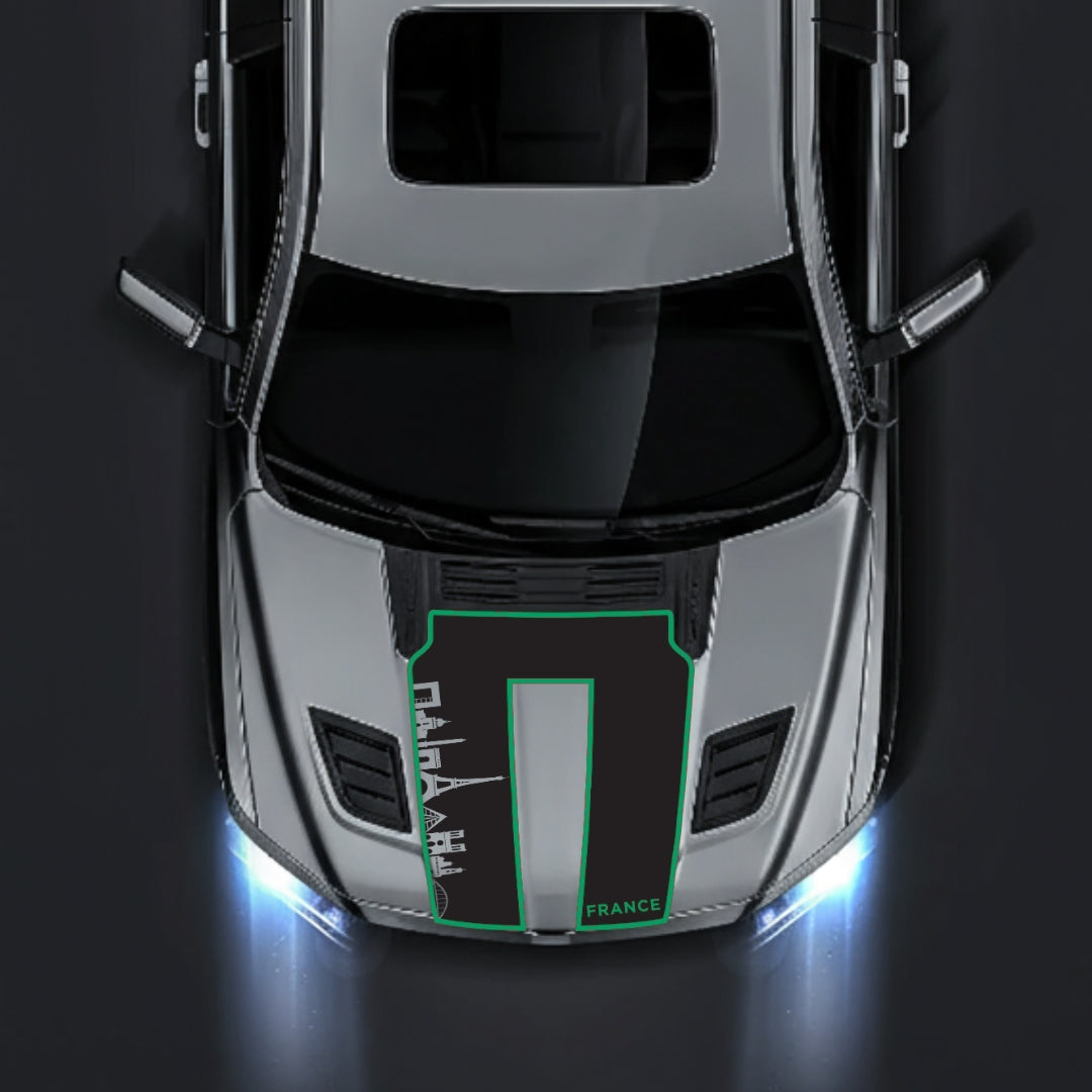 Hood Panel Decal/Sticker - France Skyline - Cut - Border Graphic Kit - For Dodge RAM 1500 2019-2025 - Premium Vinyl