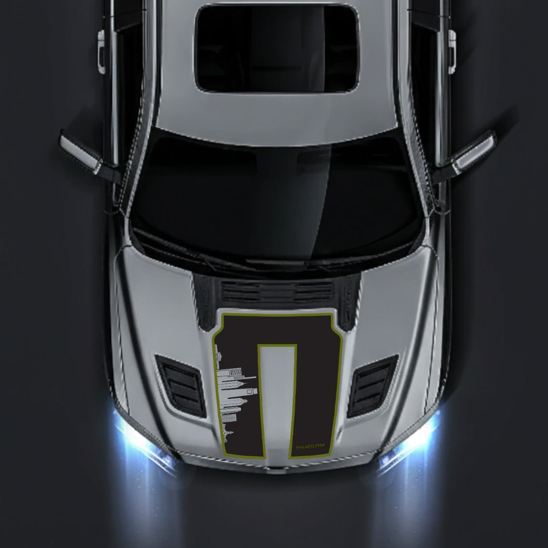 Performance Hood Panel Decal/Sticker - Philadelphia Skyline - Cut - Border Graphic Kit - For Dodge RAM 1500 2019-2025 - Premium Vinyl