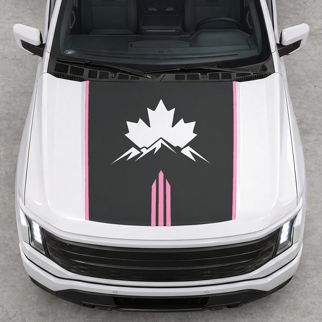 Hood Panel Decal/Sticker - Maple and Mountain Graphic Decal Graphic Kit - For Ford F-150 2015-2020 - Premium Vinyl