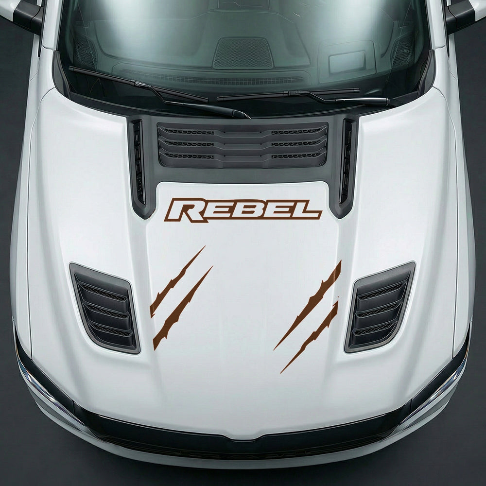 Hood Panel Decal/Sticker - Dodge RAM Rebel Claw Scratch U-Shape Stripe - Cut Graphic Kit - For Dodge Ram 2019-2025 - Premium Vinyl