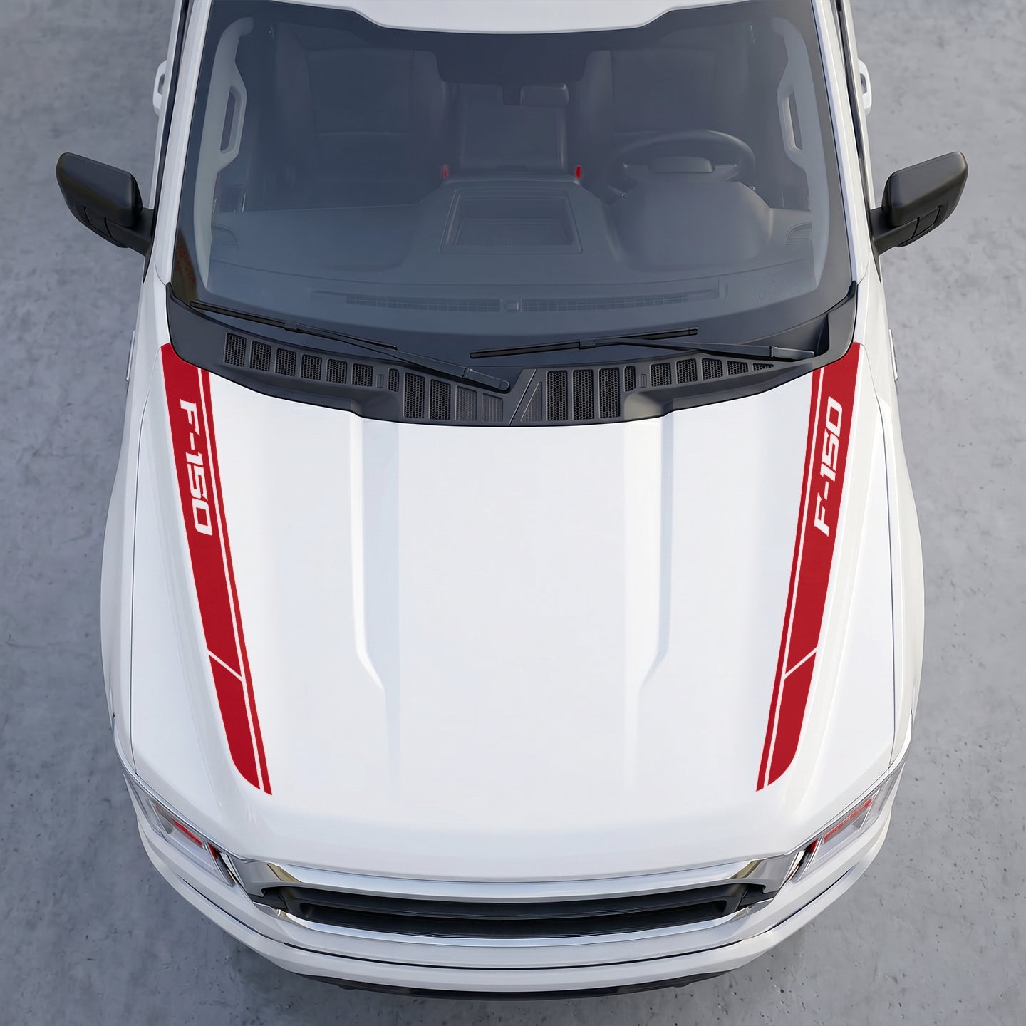 Hood Panel Decal/Sticker - Angled Cowl Accent Stripes – Dual Side Hood Edge Vinyl Decals Graphic Kit - For Ford F-150 F150 2015-2020 - Premium Vinyl