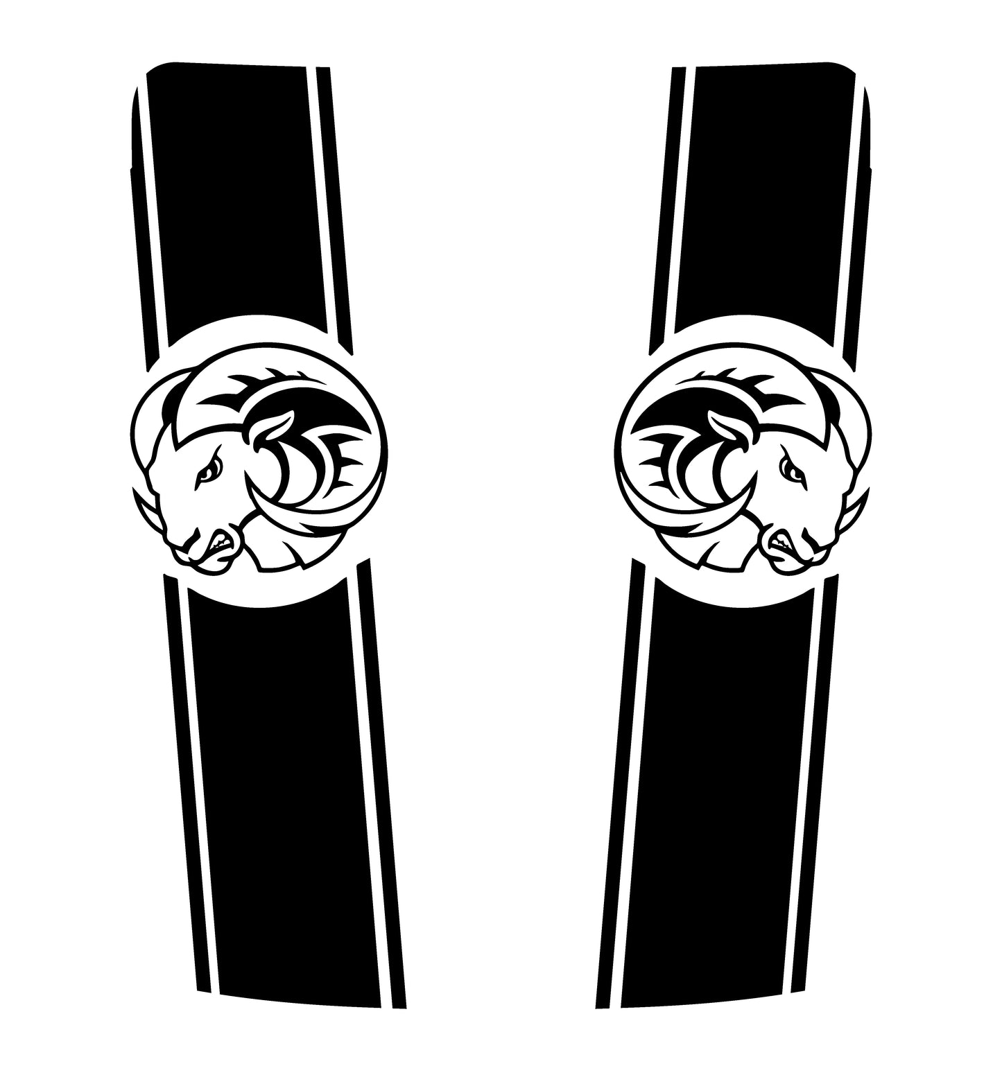 Hood Panel Decal/Sticker - Aggressive RAM Mascot Twin Racing Stripe Graphic Kit - For Dodge Ram 2019-2025 - Premium Vinyl