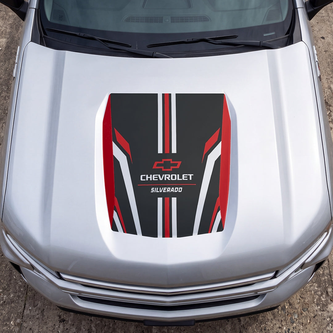 Hood Panel Decal/Sticker - Speed Graphic Decal Graphic Kit - For Chevrolet Silverado 2019-2024 - Premium Vinyl