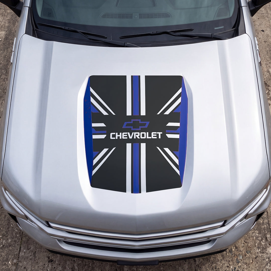 Hood Panel Decal/Sticker - United Kingdom Flag Graphic Decal Graphic Kit - For Chevrolet Silverado 2019-2024 - Premium Vinyl