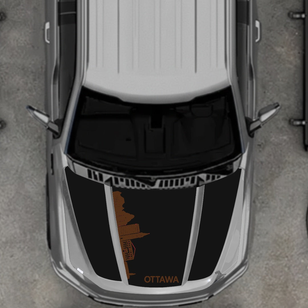 Hood Panel Decal/Sticker - Ottawa Skyline Graphic Kit - For Ford F-150 2020-2026 - Premium Vinyl
