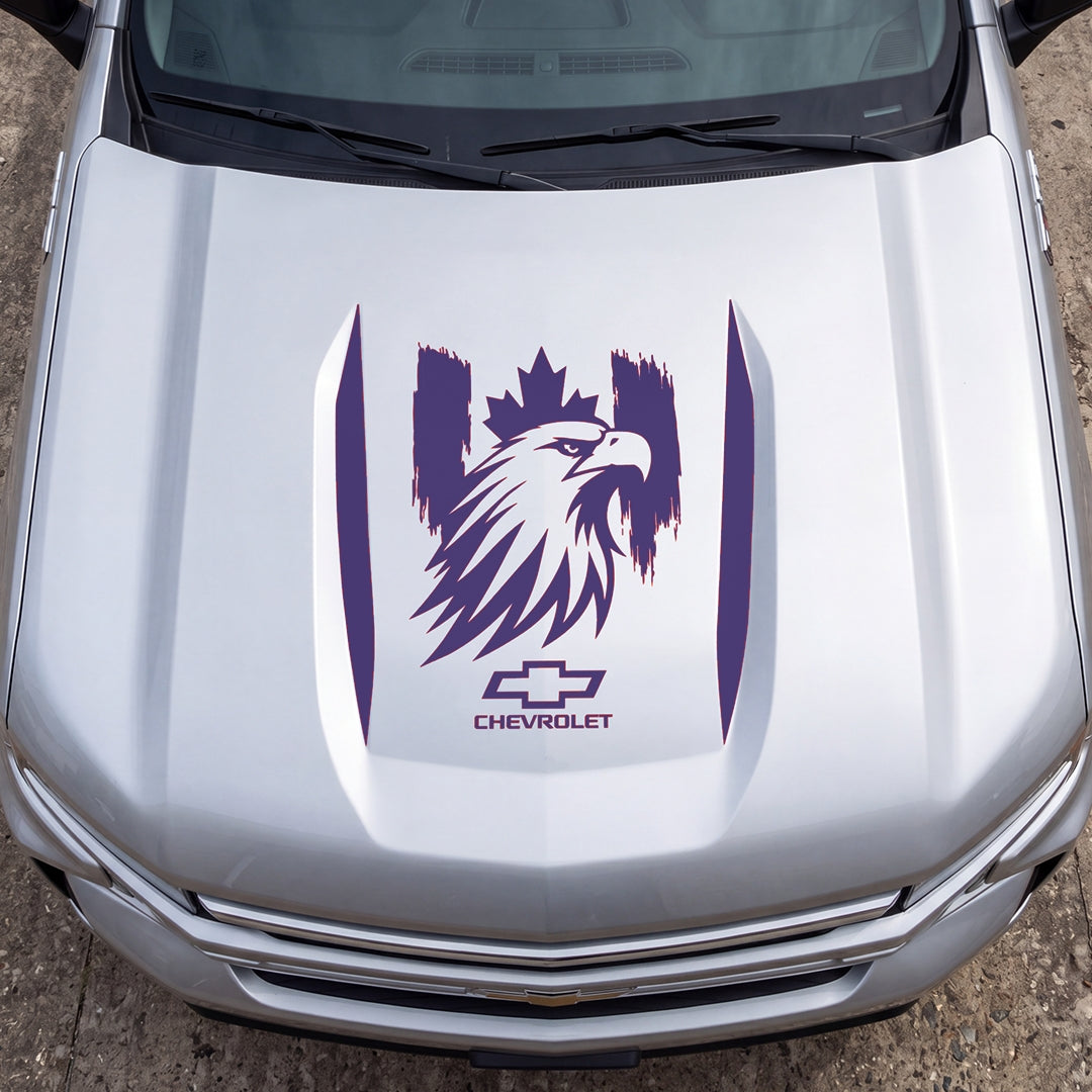 Hood Panel Decal/Sticker - Proud Canadaian Eagle Head Graphic Decal Graphic Kit - For Chevrolet Silverado 2019-2024 - Premium Vinyl