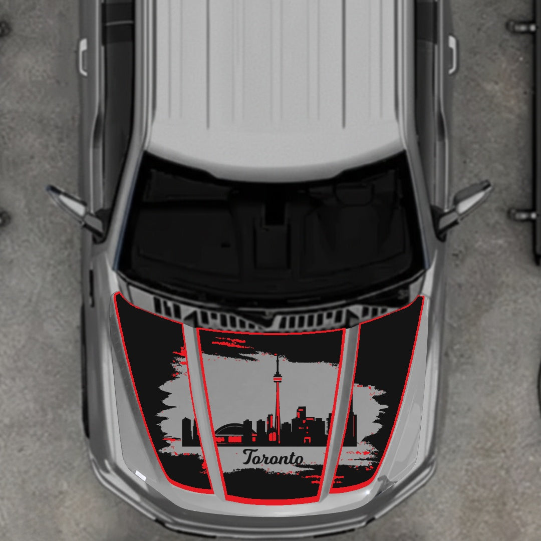 Hood Panel Decal/Sticker - Toronto - Cut - Border Graphic Kit - For Ford F-150 2020-2026 - Premium Vinyl
