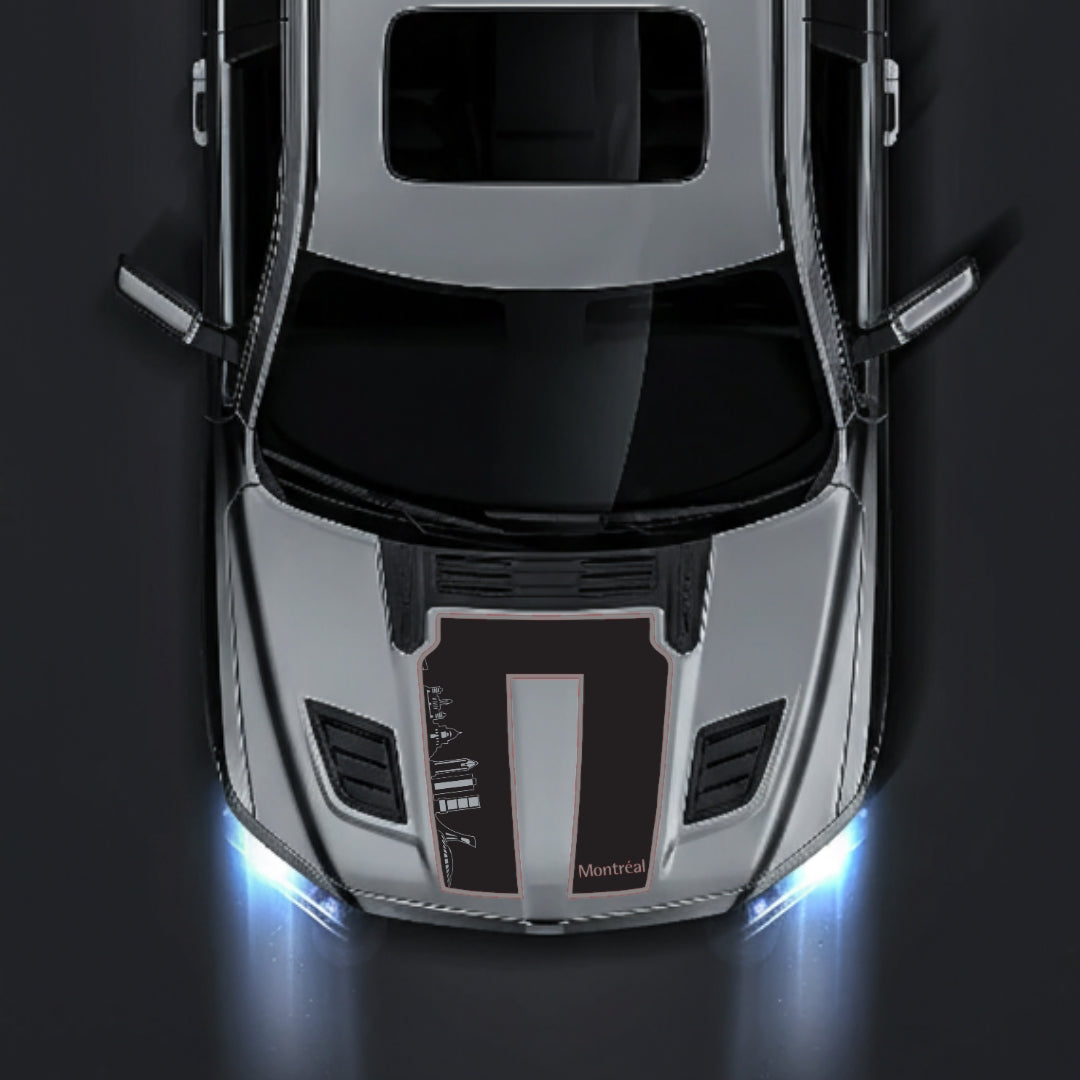 Hood Panel Decal/Sticker - Montreal Skyline - Cut - Border Graphic Kit - For Dodge RAM 1500 2019-2025 - Premium Vinyl
