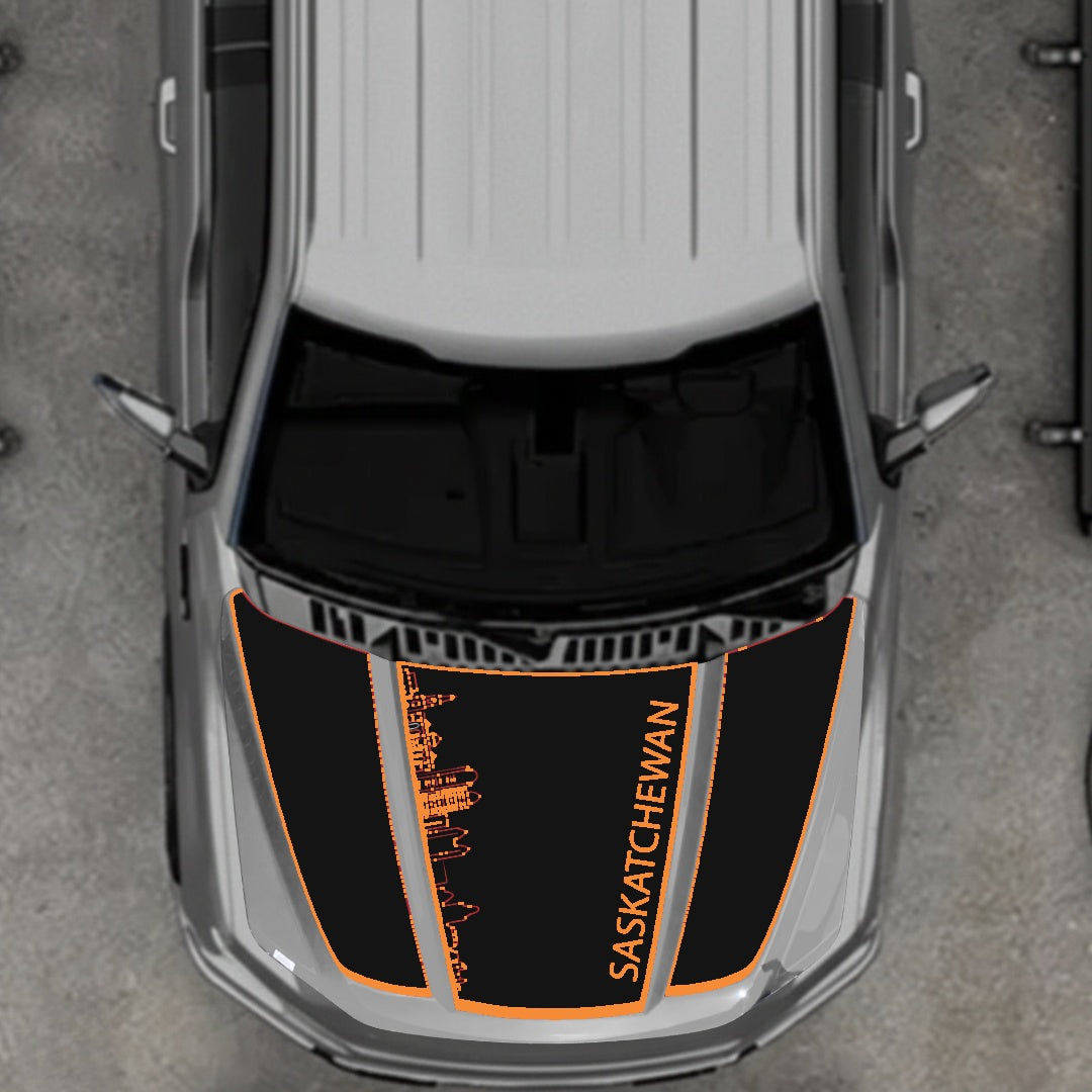 Hood Panel Decal/Sticker - Saskatchewan Skyline - Border Graphic Kit - For Ford F-150 2020-2026 - Premium Vinyl