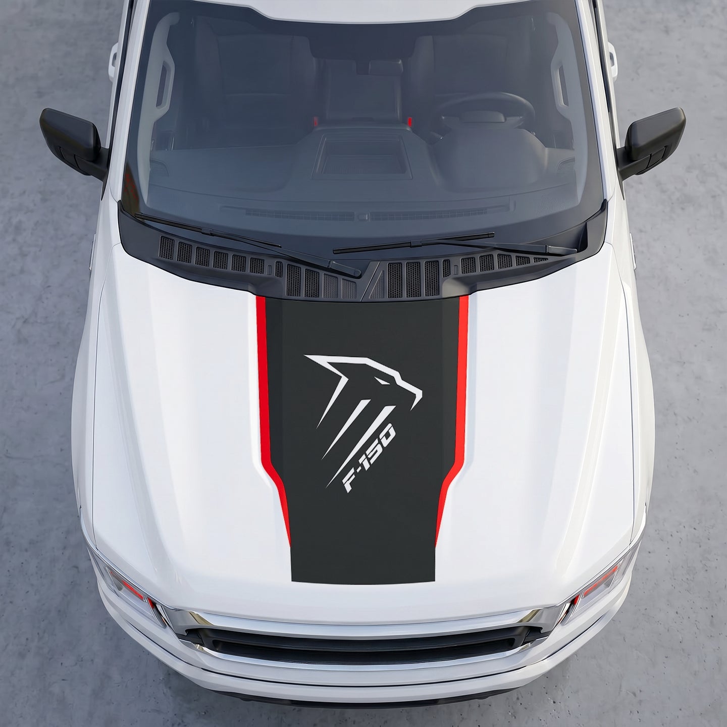 Hood Panel Decal/Sticker - Aggressive Raptor Profile Hood Decal – Geometric Pator Head Graphic Vinyl Sticker Graphic Kit - For Ford F-150 F150 2015-2020 - Premium Vinyl