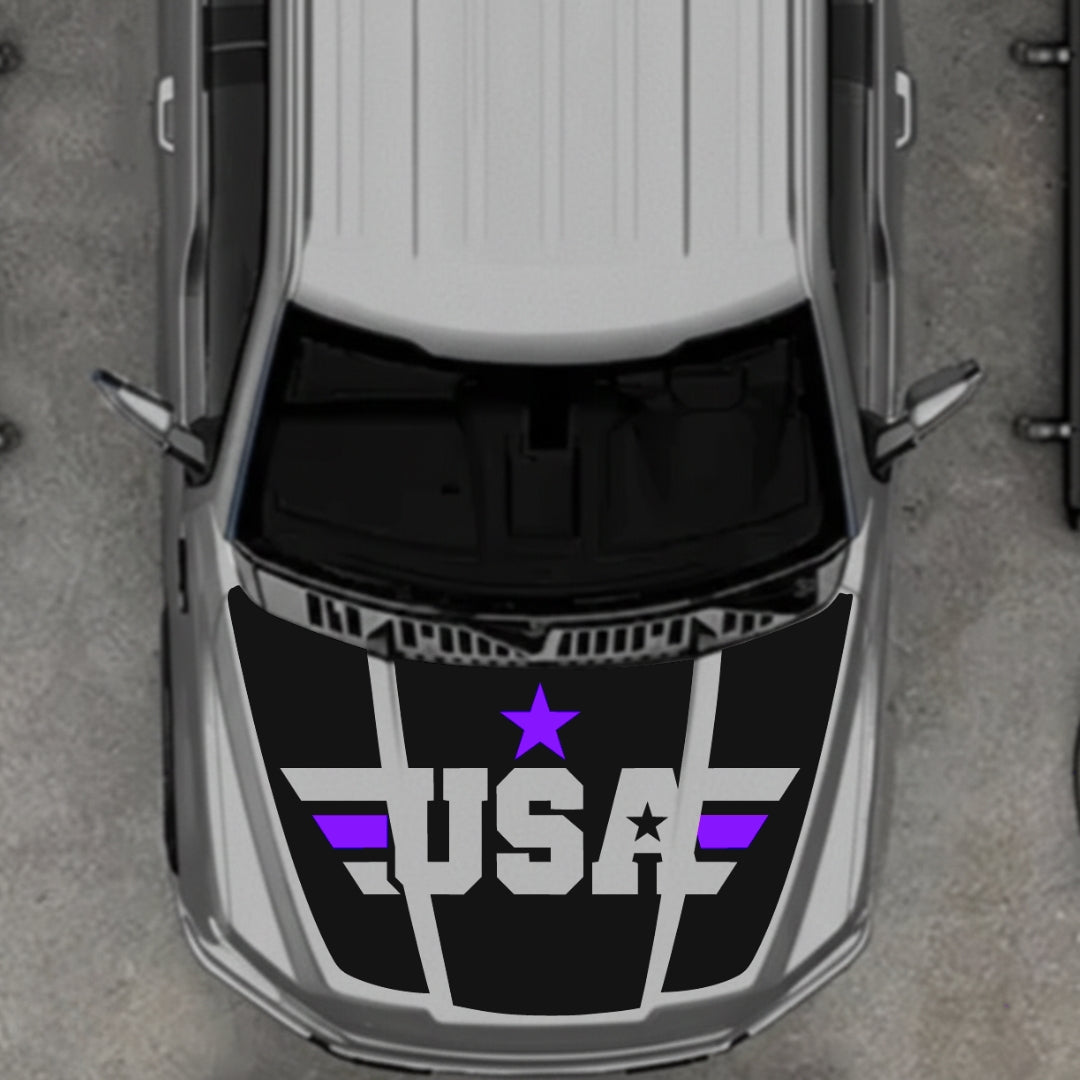 Hood Panel Decal/Sticker - USA Style 7 Graphic Kit - For Ford F-150 2020-2026 - Premium Vinyl