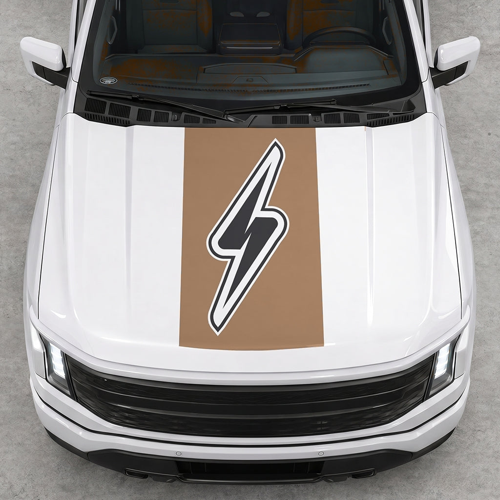 Hood Panel Decal/Sticker - Electric Solid Cut Graphic Decal Graphic Kit - For FORD F-150 2015-2020 - Premium Vinyl