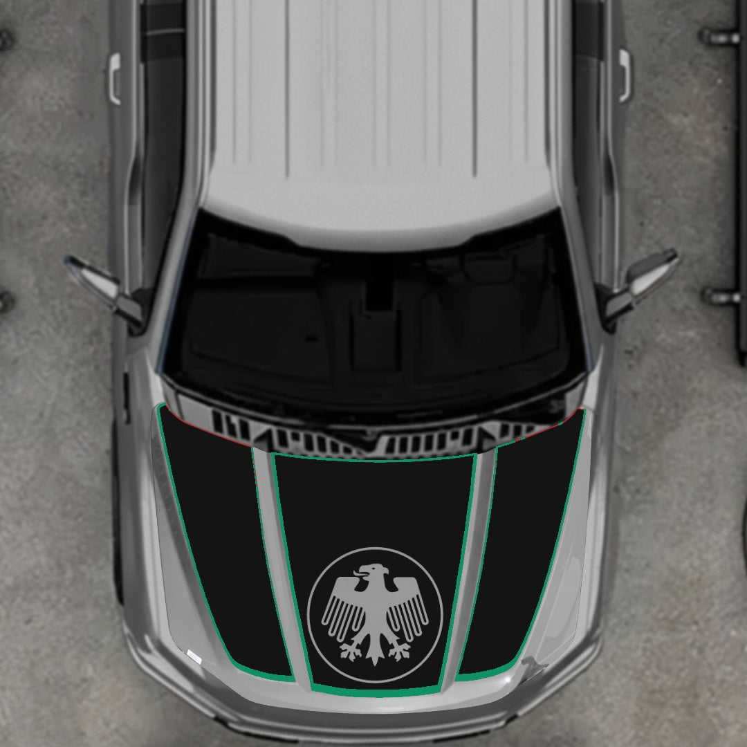Hood Panel Decal/Sticker - Germany Logo - Cut - Border Graphic Kit - For Ford F-150 2020-2026 - Premium Vinyl