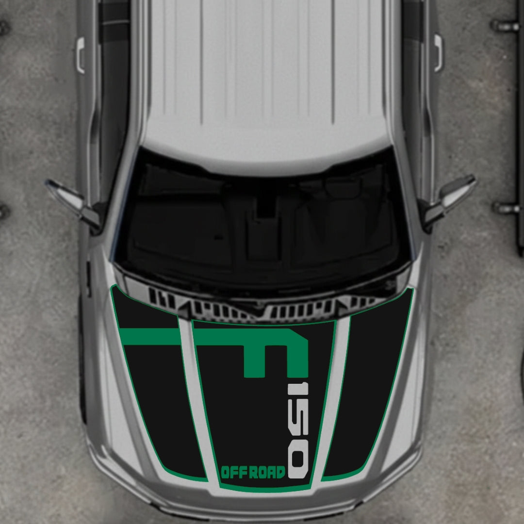Hood Panel Decal/Sticker - Stlye 5 - Cut - Border Graphic Kit - For Ford F-150 2020-2026 - Premium Vinyl