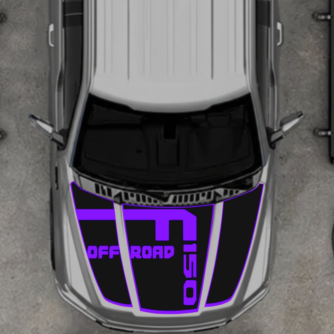Hood Panel Decal/Sticker - Style 6 - Border Graphic Kit - For Ford F-150 2020-2026 - Premium Vinyl