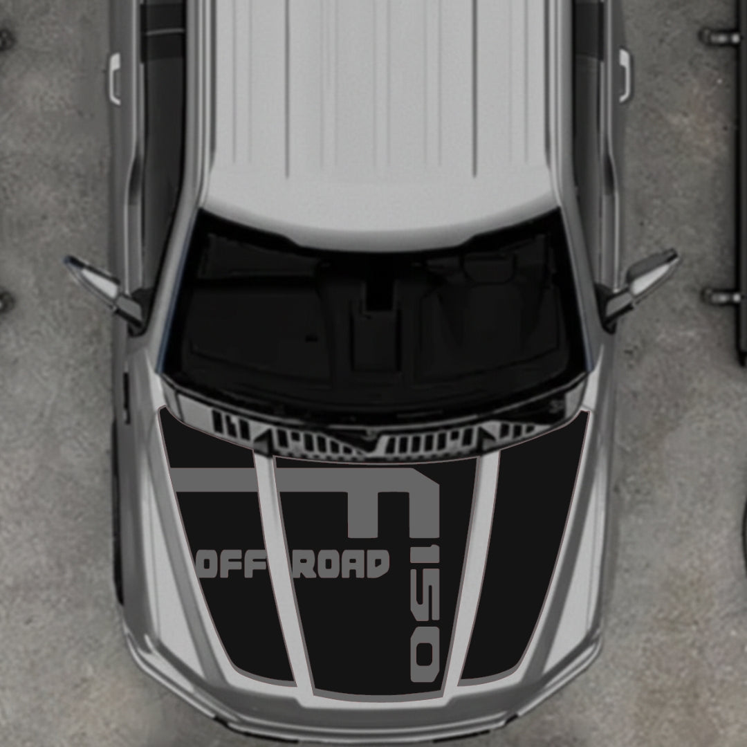Hood Panel Decal/Sticker - Style 6 - Border Graphic Kit - For Ford F-150 2020-2026 - Premium Vinyl