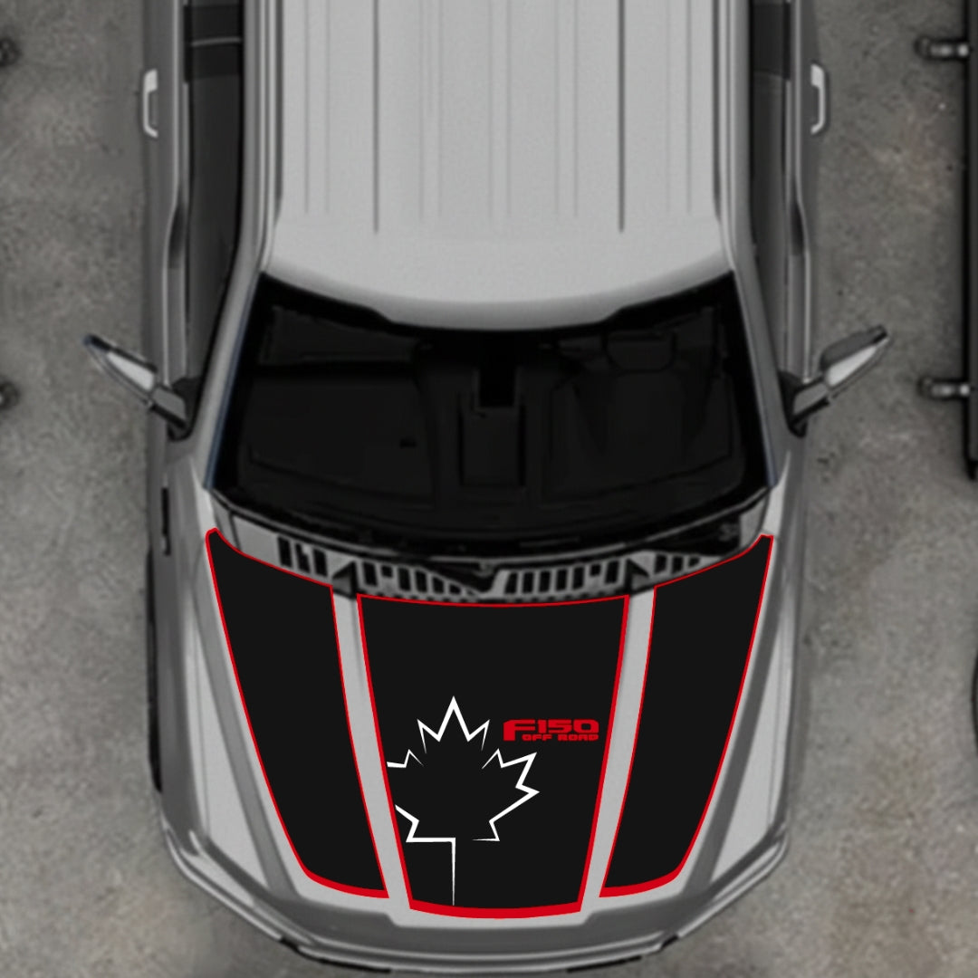 Hood Panel Decal/Sticker - Canada Style 3 Graphic Kit - For Ford F-150 2020-2026 - Premium Vinyl